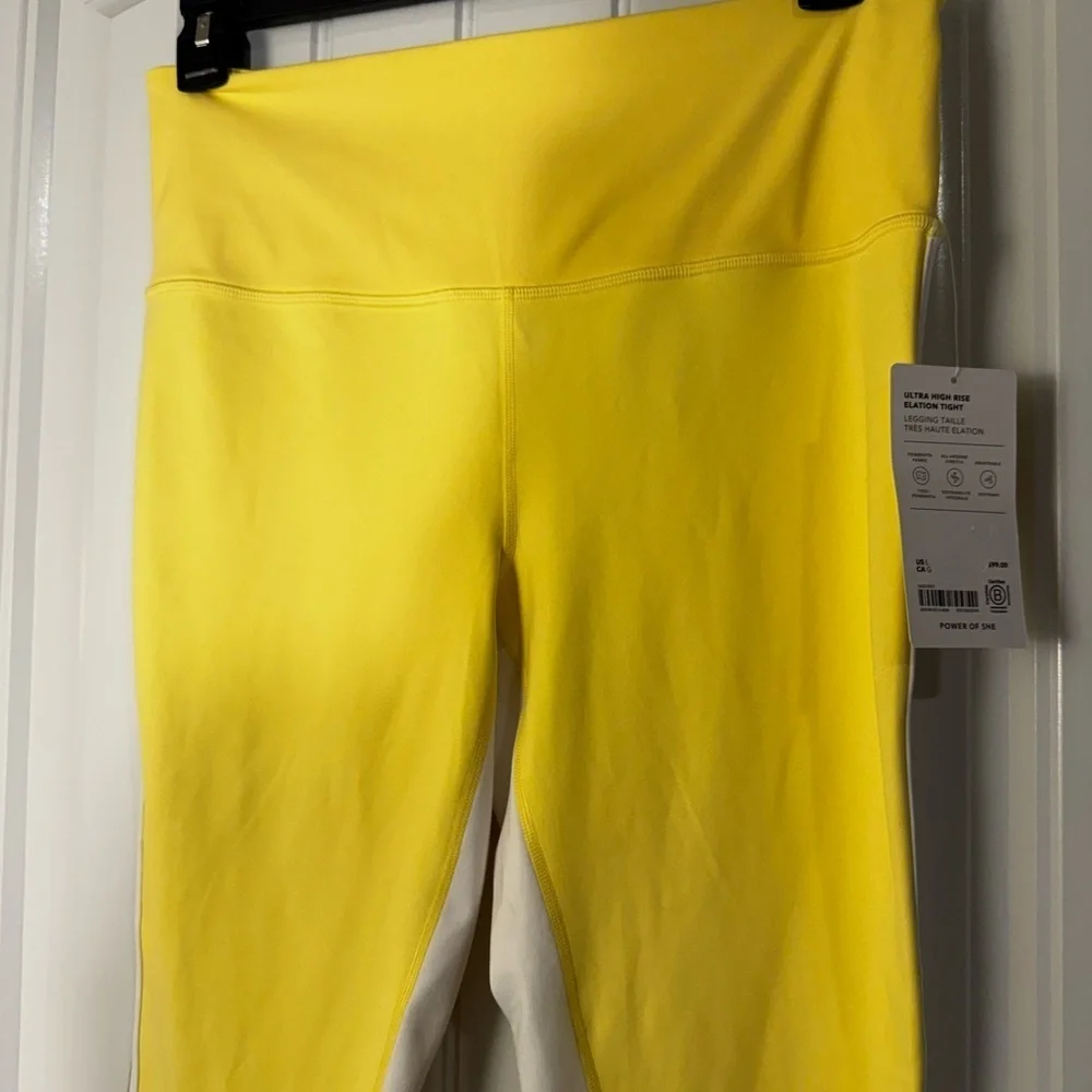 Athleta Vibrant Yellow & White Ultra High Rise Elation Tight NWT